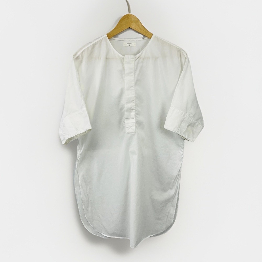 Billy Reid White Tunic Shirt Womens Sz S Oversized Poplin Half Button Top